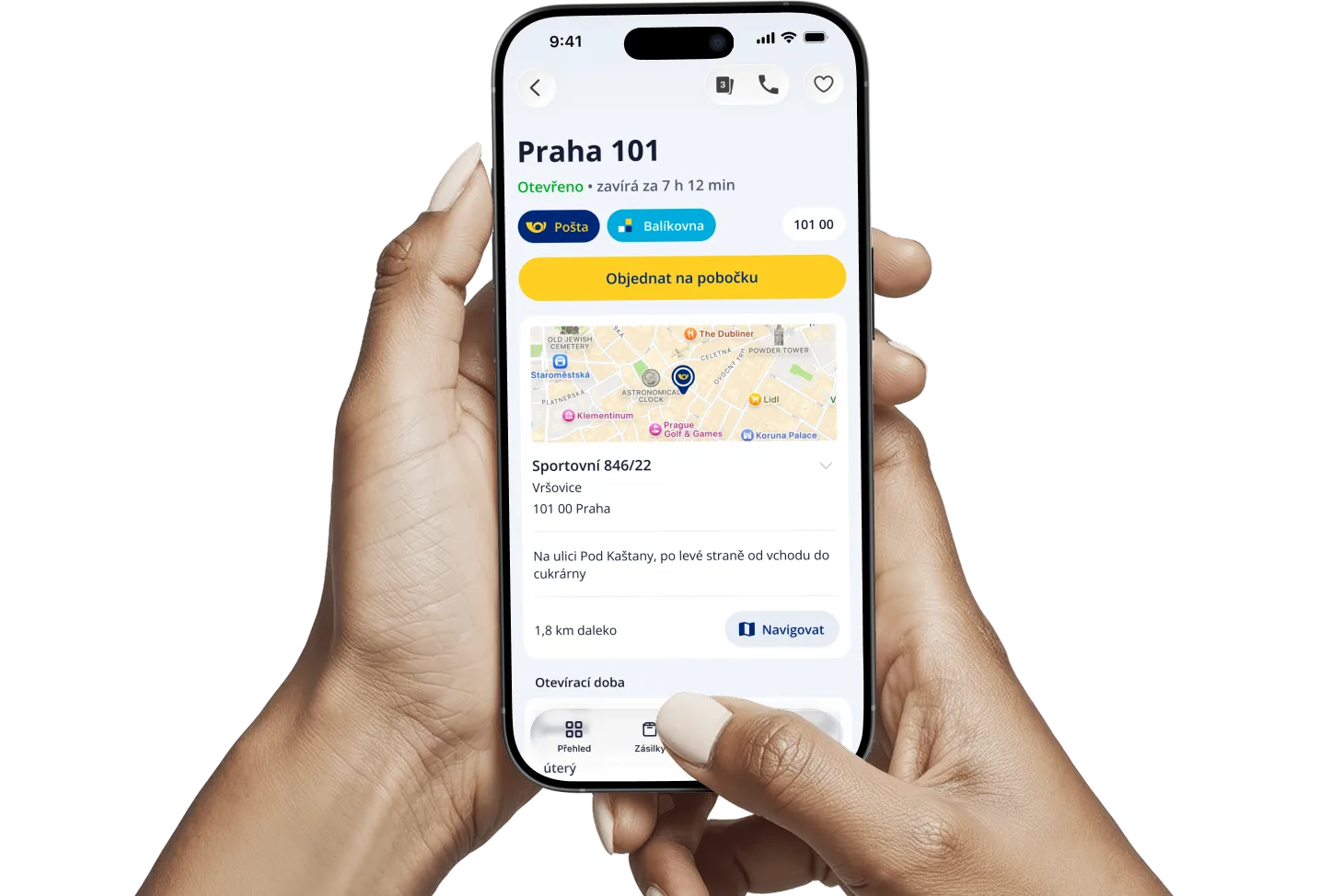 Pošta Online aplikace v ruce